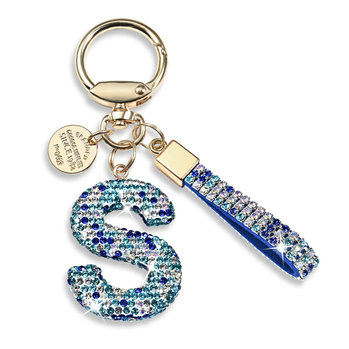 JINGUAZI Bling Initial Letter Keychain Bag Charms for Women