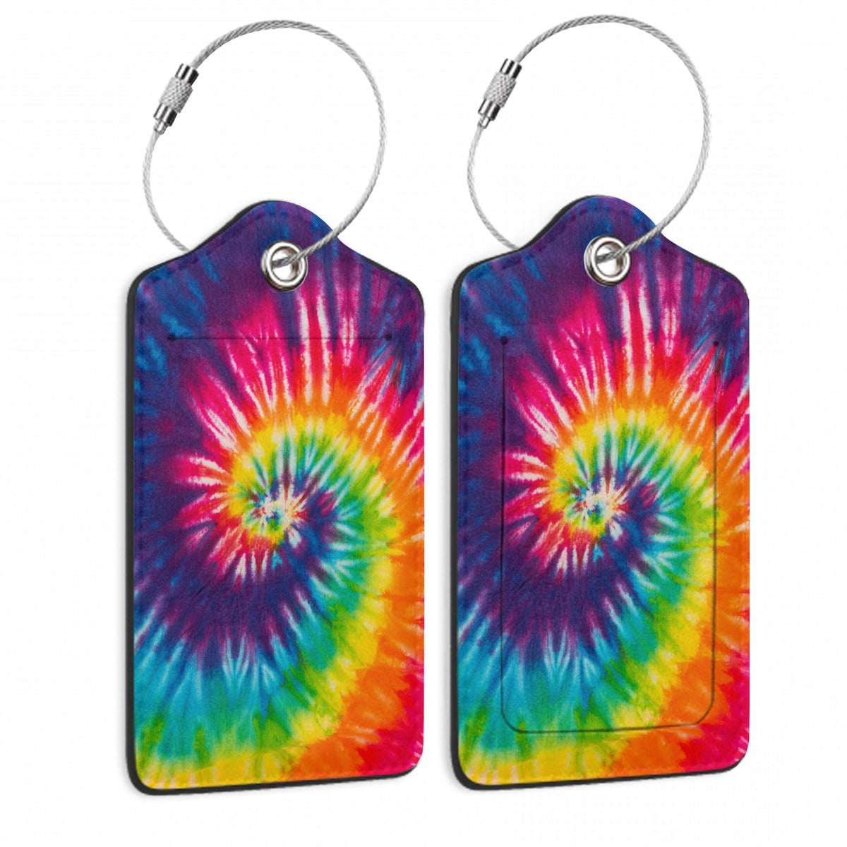 Travel Stamp Luggage Tags for Suitcase,2 Pack Retro Passport Carte Postale Luggage Tag Leather Privacy Cover ID Label with Stainless Steel Loop for Women Men Kids Girls