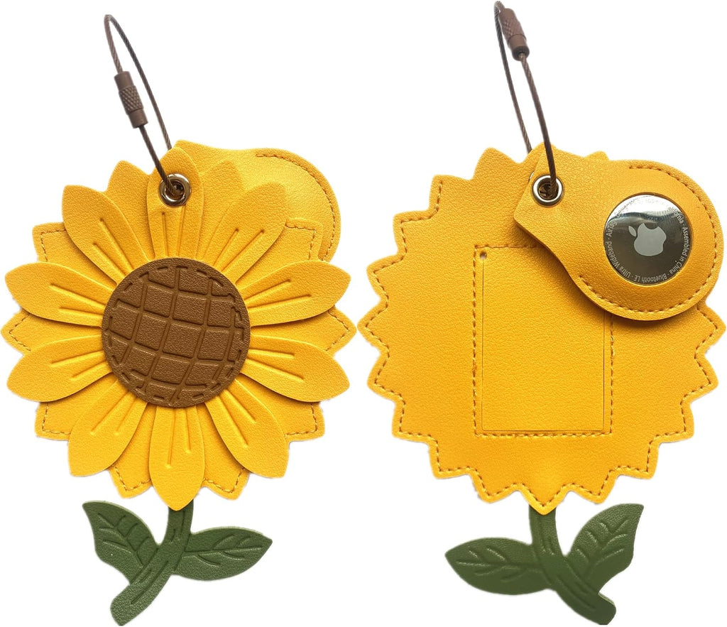 PU Leather Luggage Tag with Airtag Holder Case Set and Name ID Label