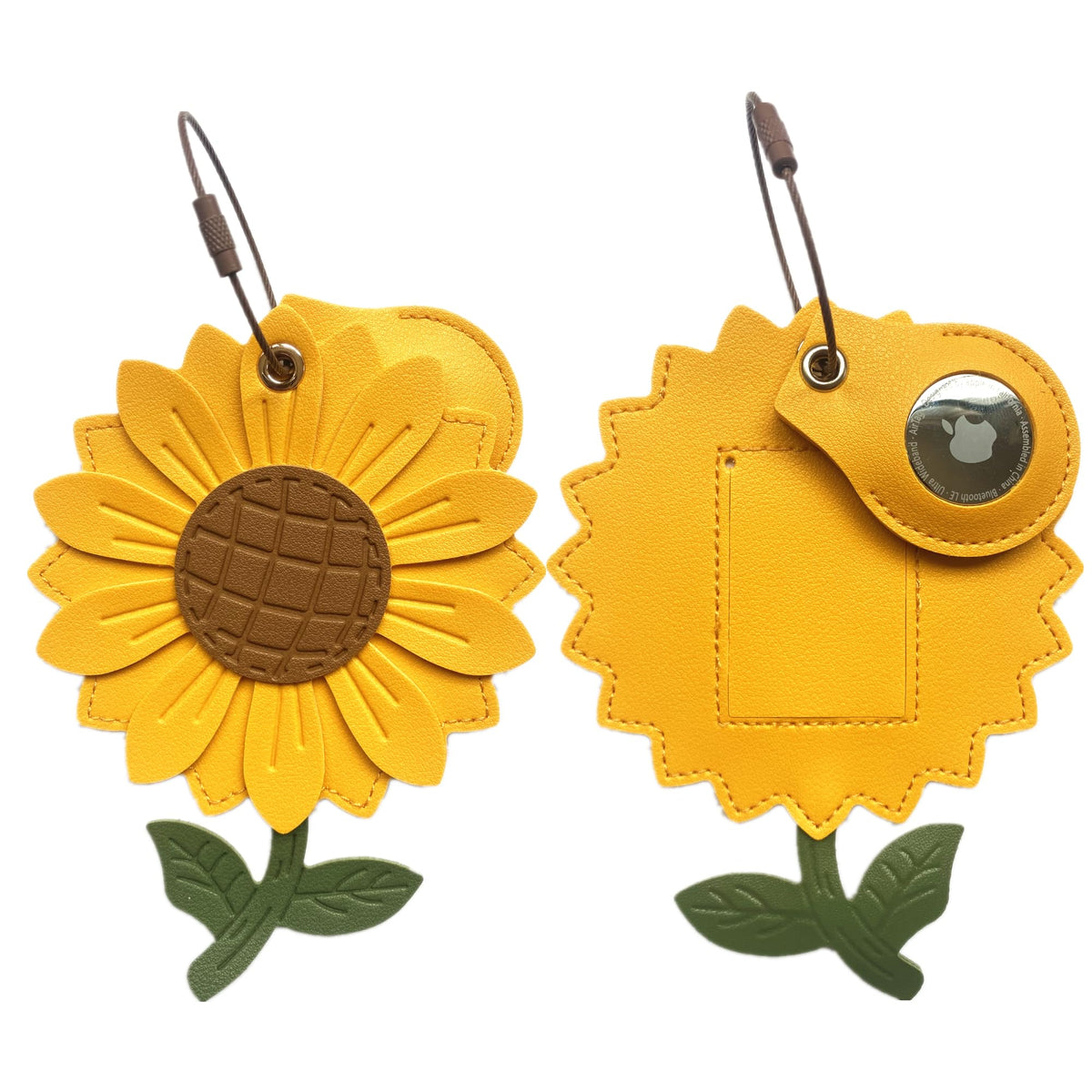 PU Leather Luggage Tag with Airtag Holder Case Set and Name ID Label