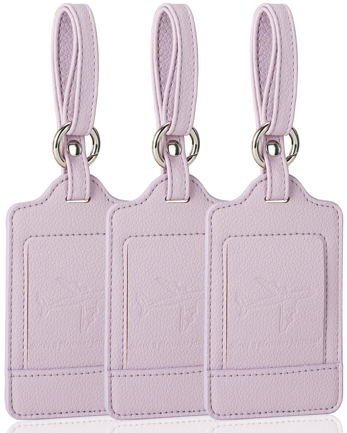 Teskyer Leather Luggage Tags for Suitcases, 3 Pack, Black