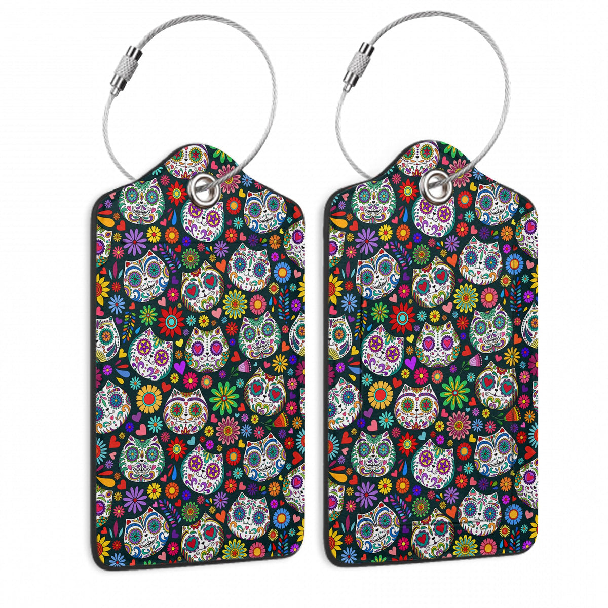 Travel Stamp Luggage Tags for Suitcase,2 Pack Retro Passport Carte Postale Luggage Tag Leather Privacy Cover ID Label with Stainless Steel Loop for Women Men Kids Girls