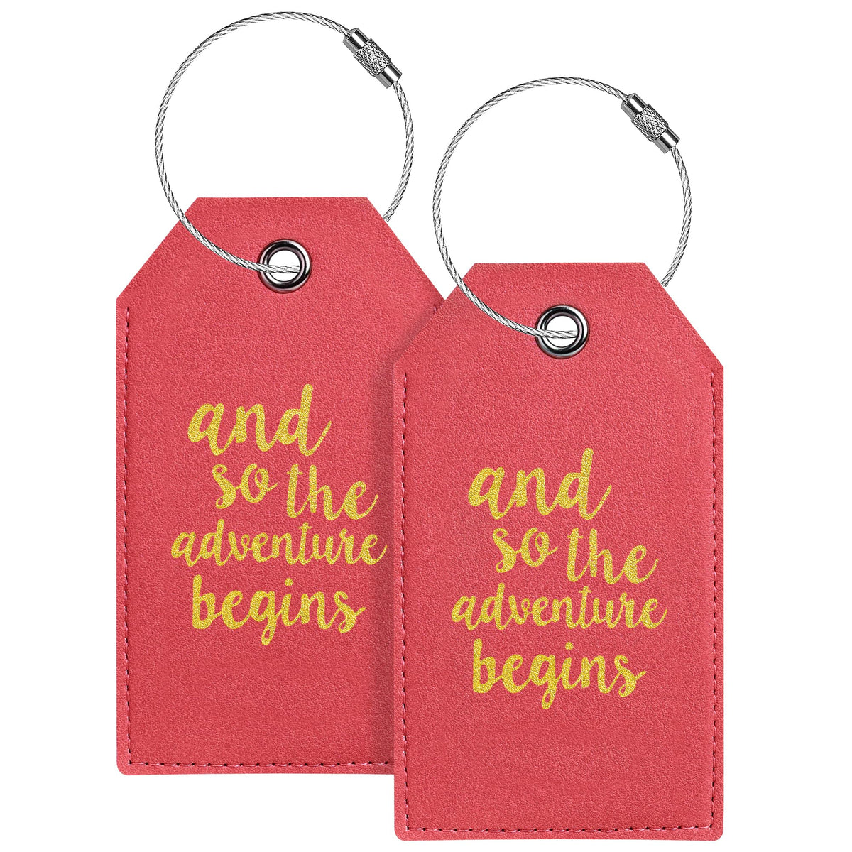 Luggage Tag & Personalized Luggage Tags for Suitcases Leather Bag Tags for Backpacks Handbag School Instrument with Name ID Label Travel Essentials, Unique Fun Pink Baggage Tags 2 Pack