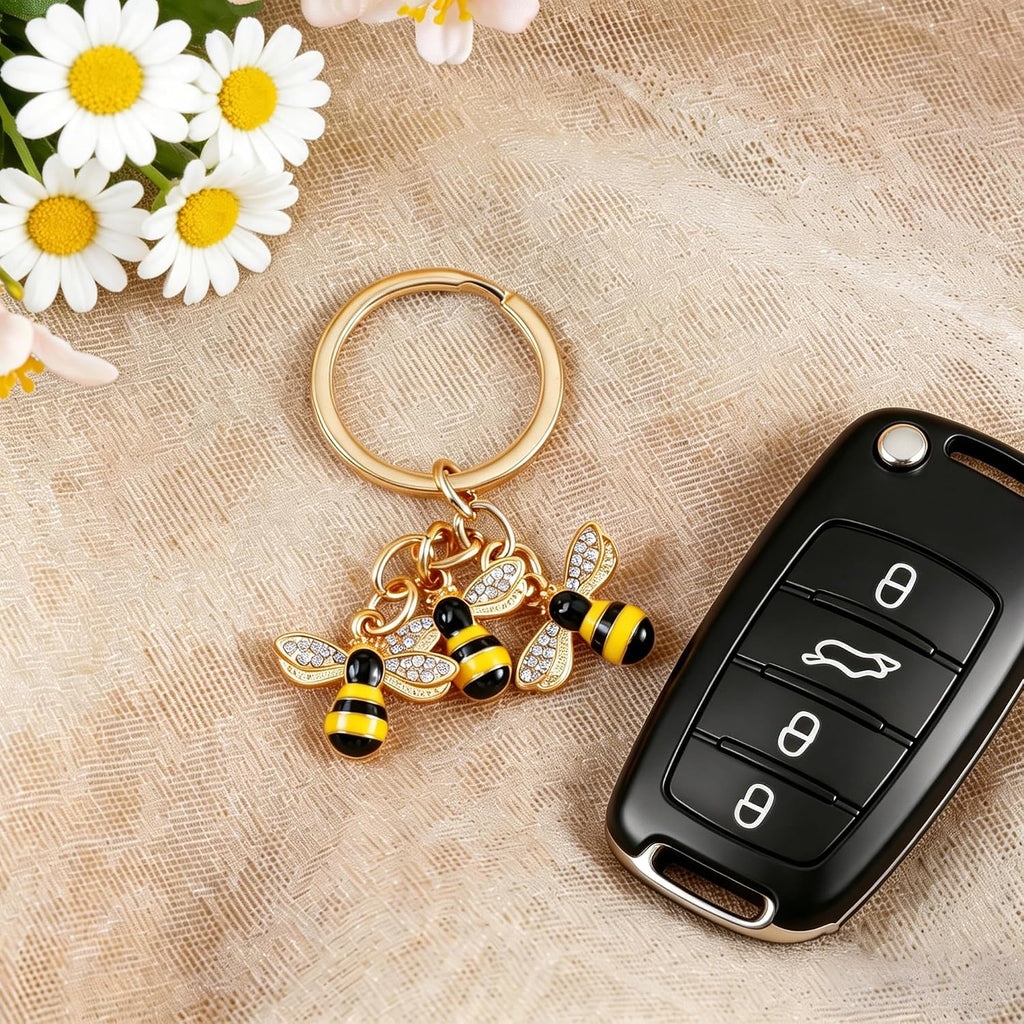 Bee Keychain, Honey Bee Charm Gift for Women