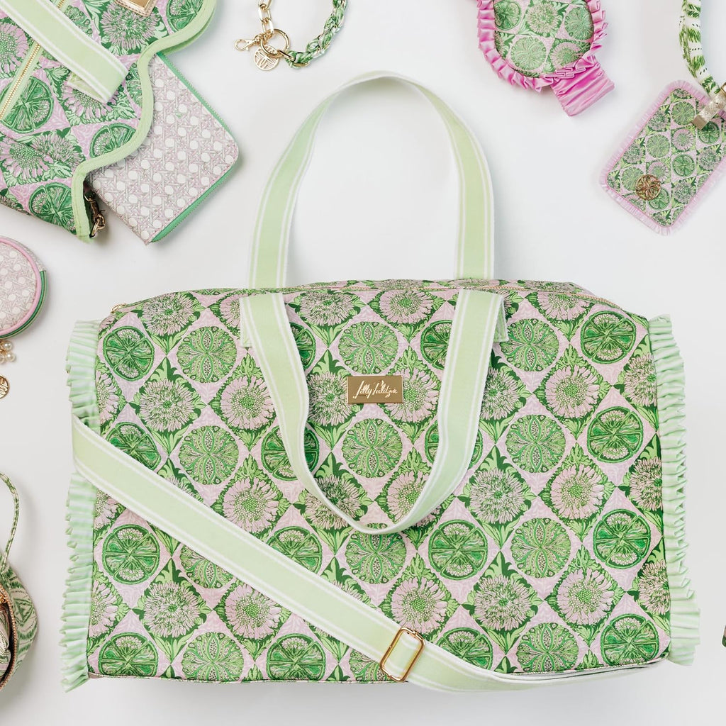 Lilly Pulitzer Luggage Tag with Ruffle Trim, Tropical Tiles