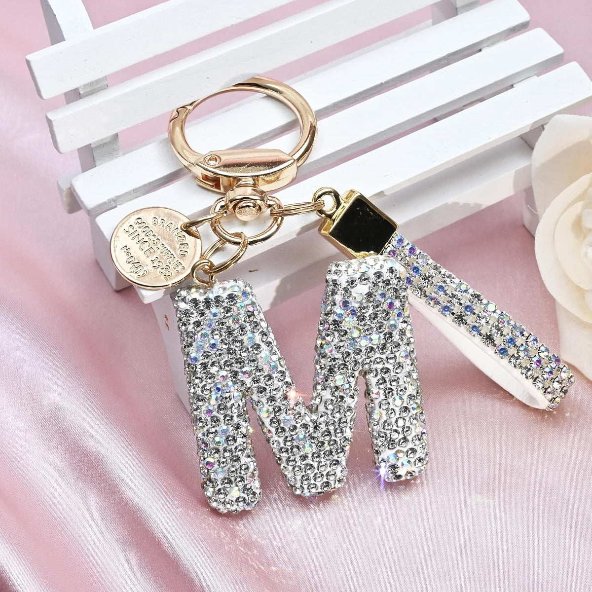 JINGUAZI Bling Initial Letter Keychain Bag Charms for Women
