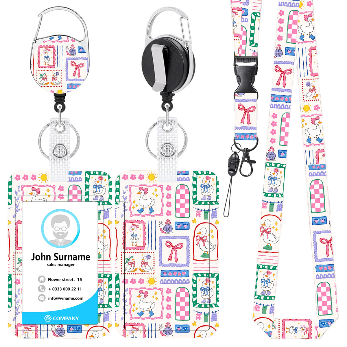 Funny Banana Badge Reel and Lanyard Set for Women, Retractable Badge Holder with Vertical ID Card Holder, Cute Cartoon Fruit Design, Fun Office Accessories Gift