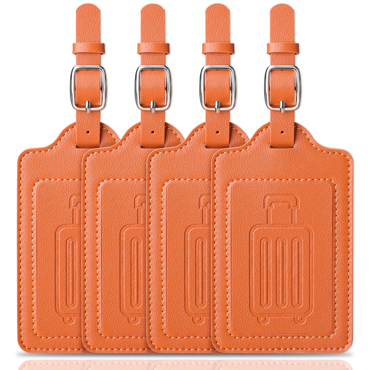 Teskyer Leather Luggage Tags for Suitcases, 2 Pack, Black