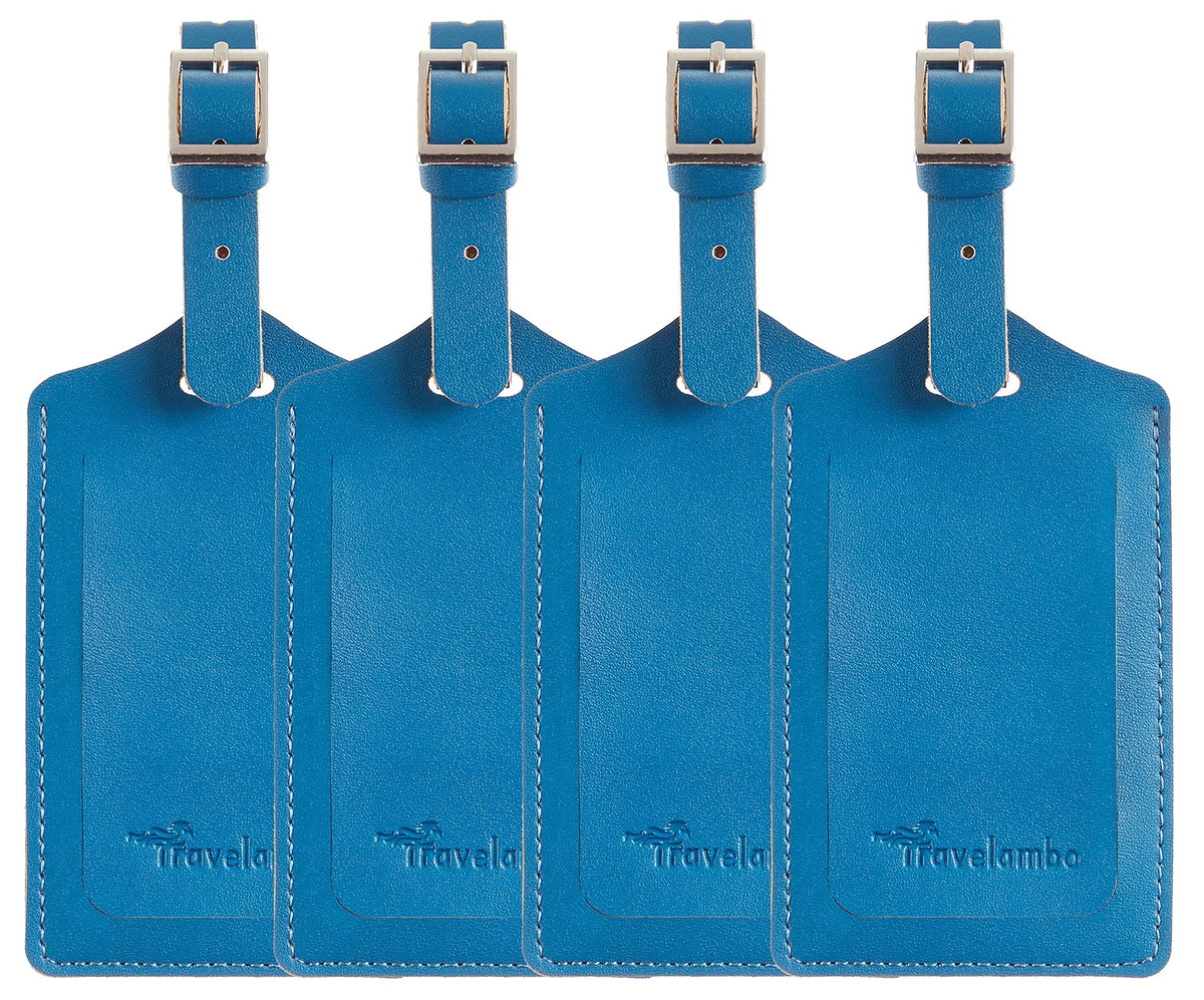 Travelambo Luggage Tags for Suitcases PU Leather Travel Tags Bag Tags Privacy Protection Travel Essentials