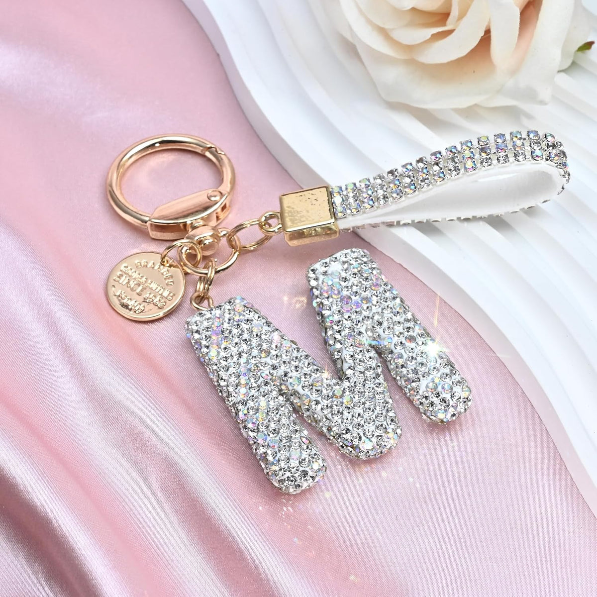 JINGUAZI Bling Initial Letter Keychain Bag Charms for Women