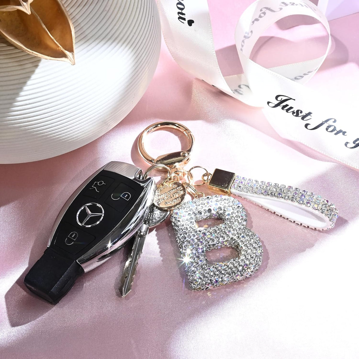 JINGUAZI Bling Initial Letter Keychain Bag Charms for Women