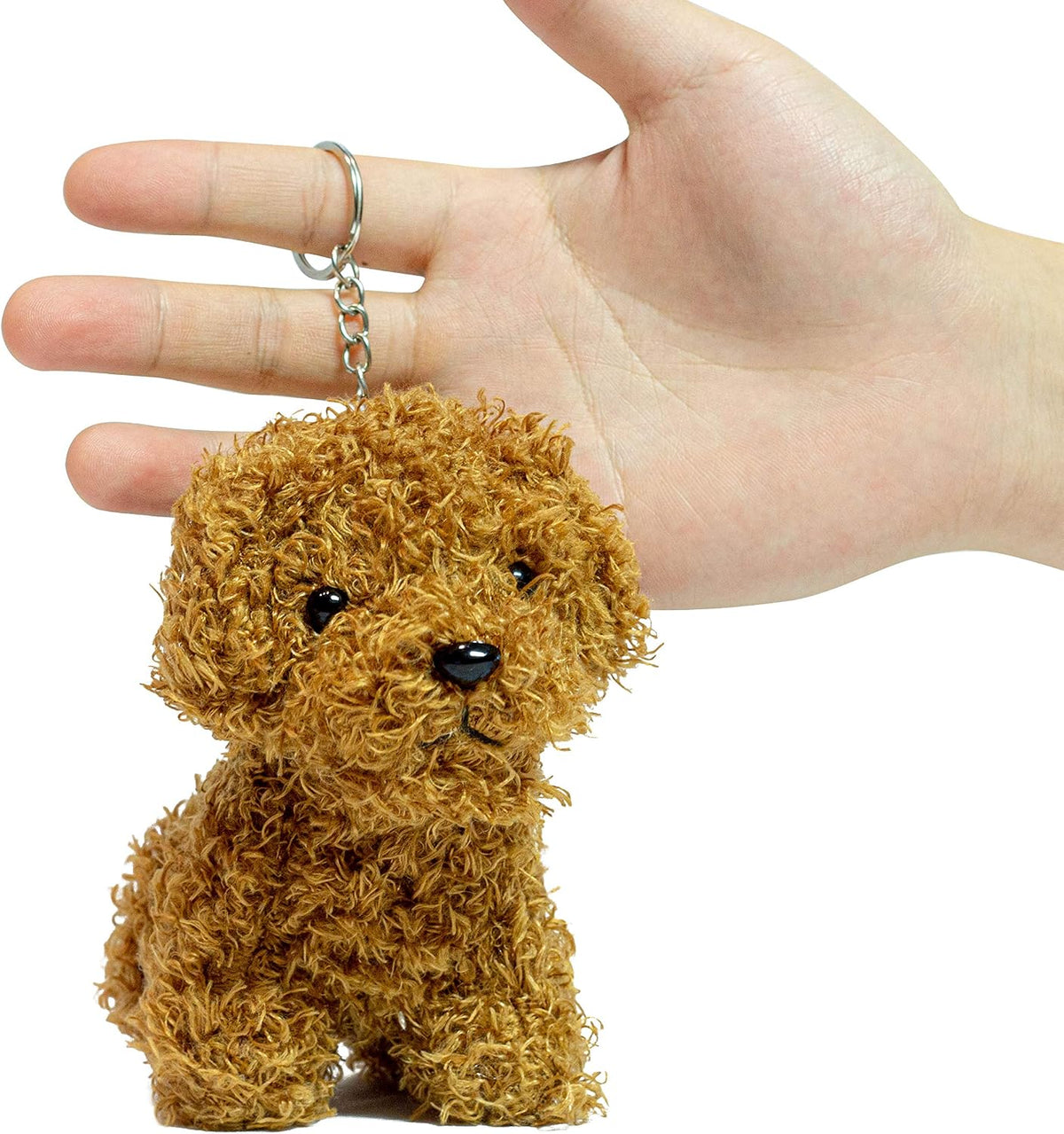 Cute Stuffed Animal Dog Plush Animal Keychain, Fashion Accessory Backpack Clips, Kindergarten Gift, Handbag Pendant, 5 inch (Gold)