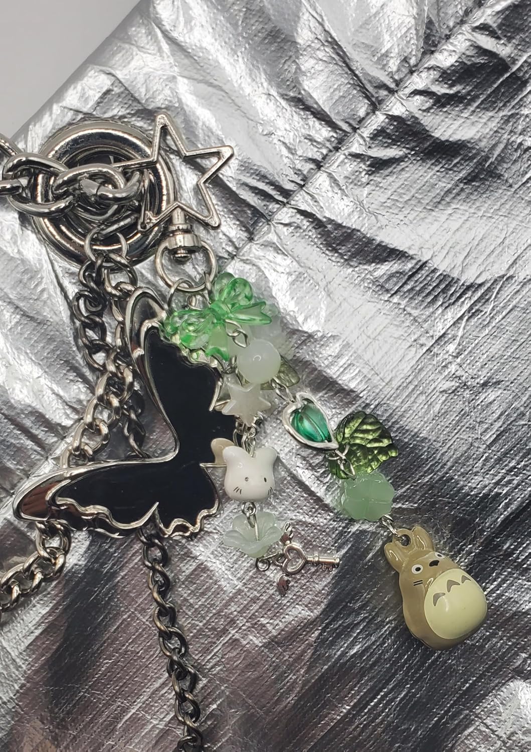 Keychain, Gifts for Animal & Anime Lovers, Y2K Heart Bow Pendant, Women Girls Kawaii Bag Charm