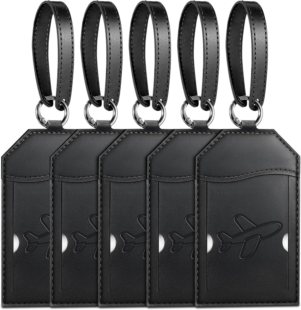 Mayski 5 Pack Luggage Tags for Suitcases Bag Tag, Black Airplane