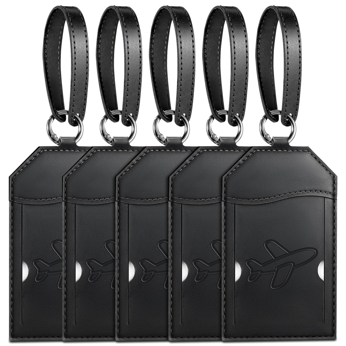 Mayski 5 Pack Luggage Tags for Suitcases Bag Tag, Black Airplane