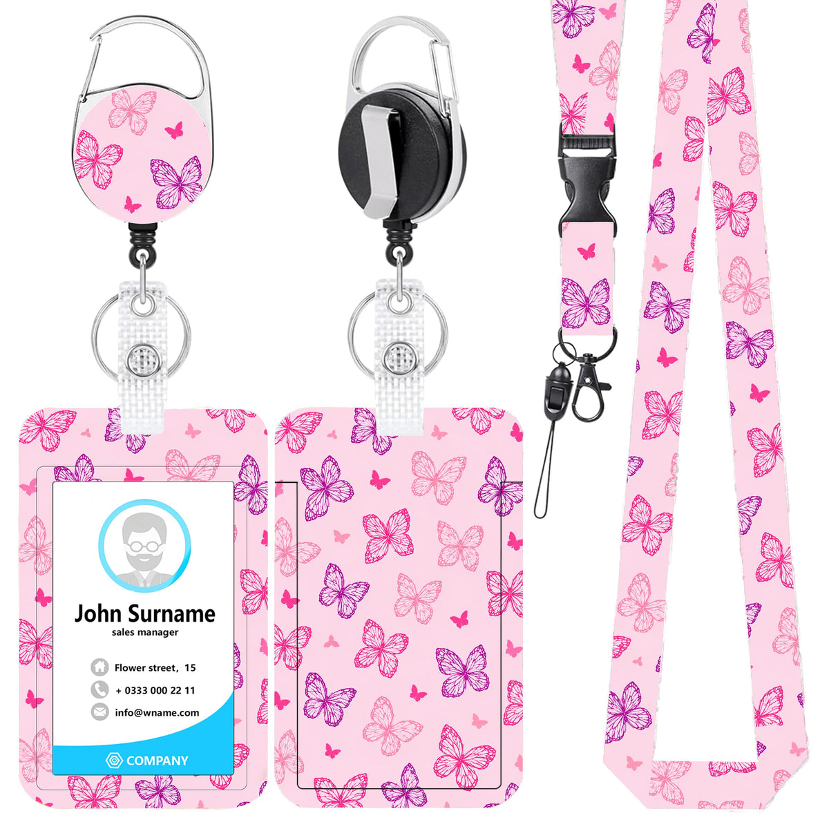 Funny Banana Badge Reel and Lanyard Set for Women, Retractable Badge Holder with Vertical ID Card Holder, Cute Cartoon Fruit Design, Fun Office Accessories Gift