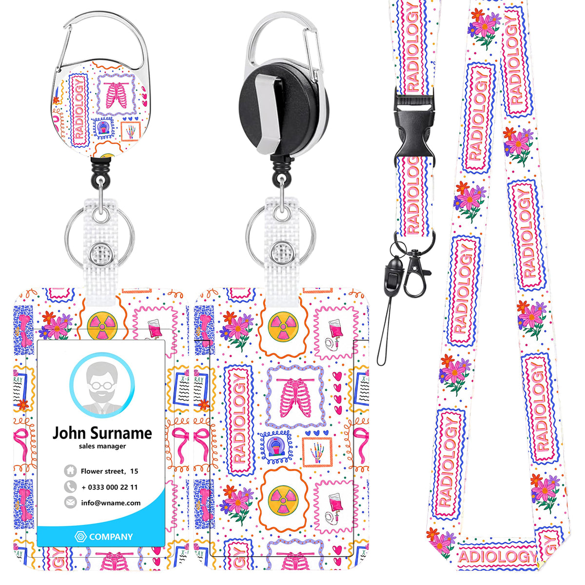 Funny Banana Badge Reel and Lanyard Set for Women, Retractable Badge Holder with Vertical ID Card Holder, Cute Cartoon Fruit Design, Fun Office Accessories Gift