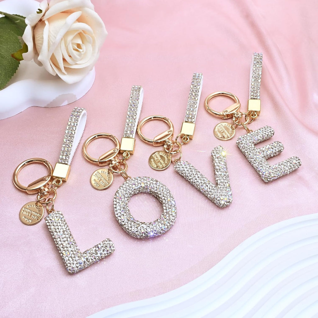 JINGUAZI Bling Initial Letter Keychain Bag Charms for Women
