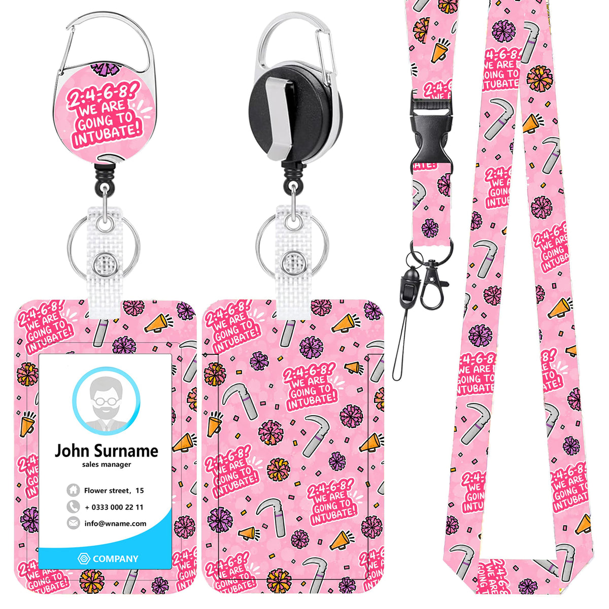Funny Banana Badge Reel and Lanyard Set for Women, Retractable Badge Holder with Vertical ID Card Holder, Cute Cartoon Fruit Design, Fun Office Accessories Gift