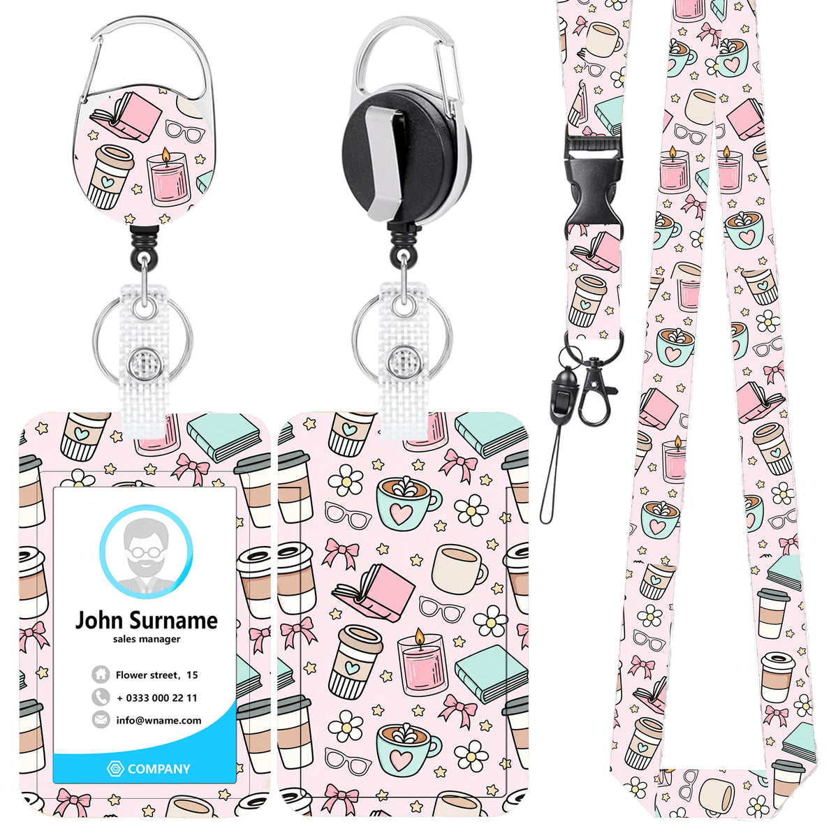 Funny Banana Badge Reel and Lanyard Set for Women, Retractable Badge Holder with Vertical ID Card Holder, Cute Cartoon Fruit Design, Fun Office Accessories Gift