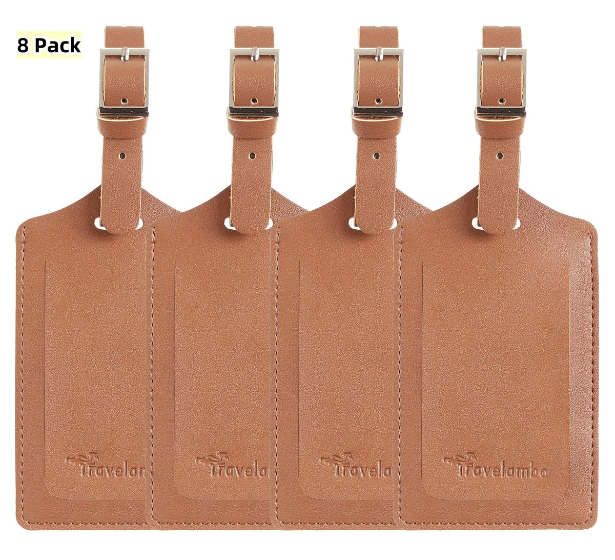 Travelambo Luggage Tags for Suitcases PU Leather Travel Tags Bag Tags Privacy Protection Travel Essentials