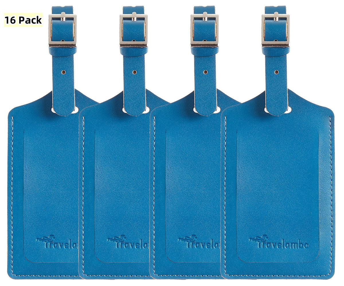 Travelambo Luggage Tags for Suitcases PU Leather Travel Tags Bag Tags Privacy Protection Travel Essentials