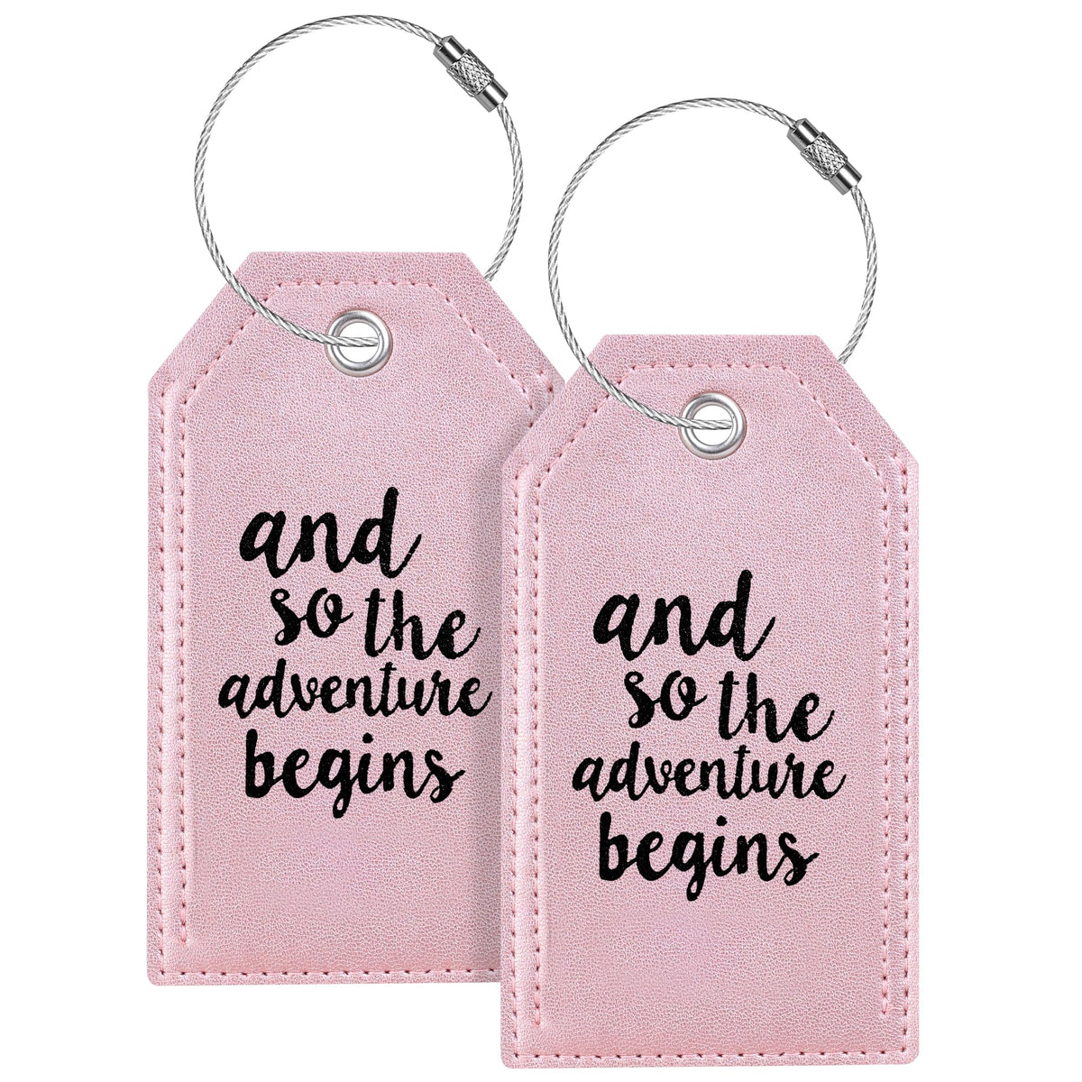 Luggage Tag & Personalized Luggage Tags for Suitcases Leather Bag Tags for Backpacks Handbag School Instrument with Name ID Label Travel Essentials, Unique Fun Pink Baggage Tags 2 Pack