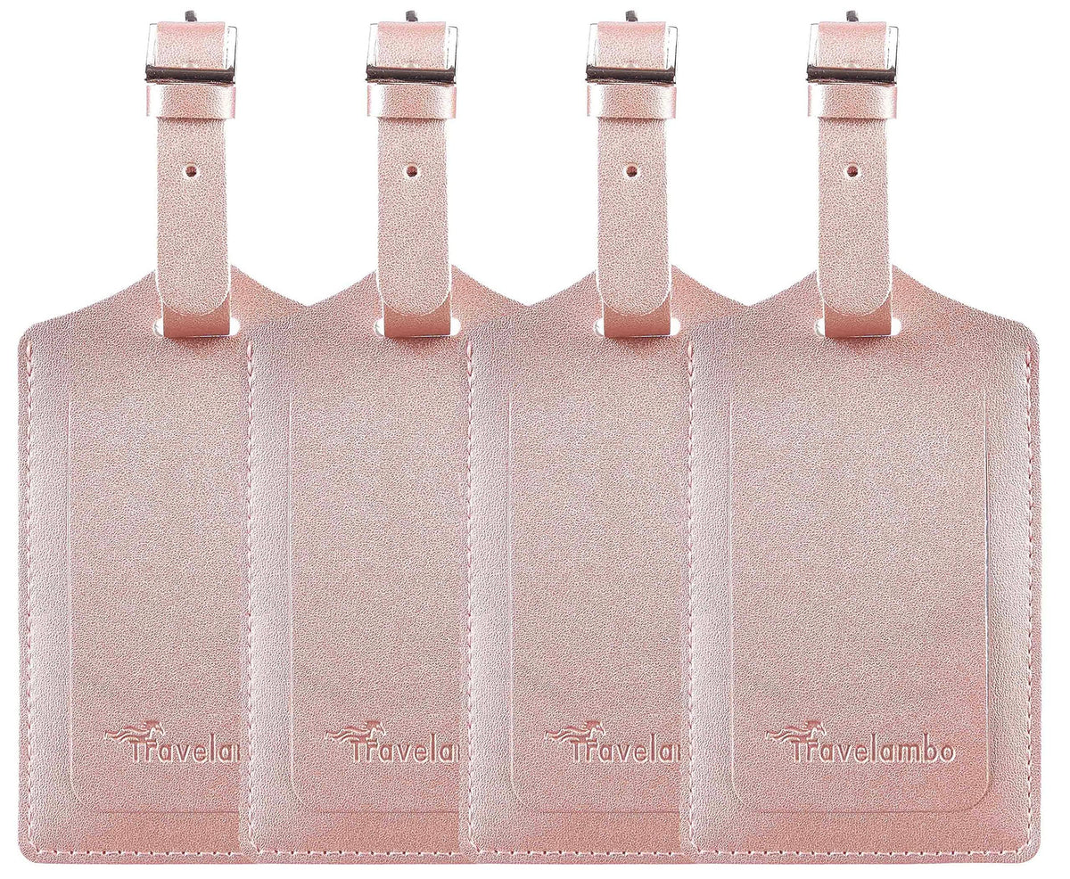 Travelambo Luggage Tags for Suitcases PU Leather Travel Tags Bag Tags Privacy Protection Travel Essentials