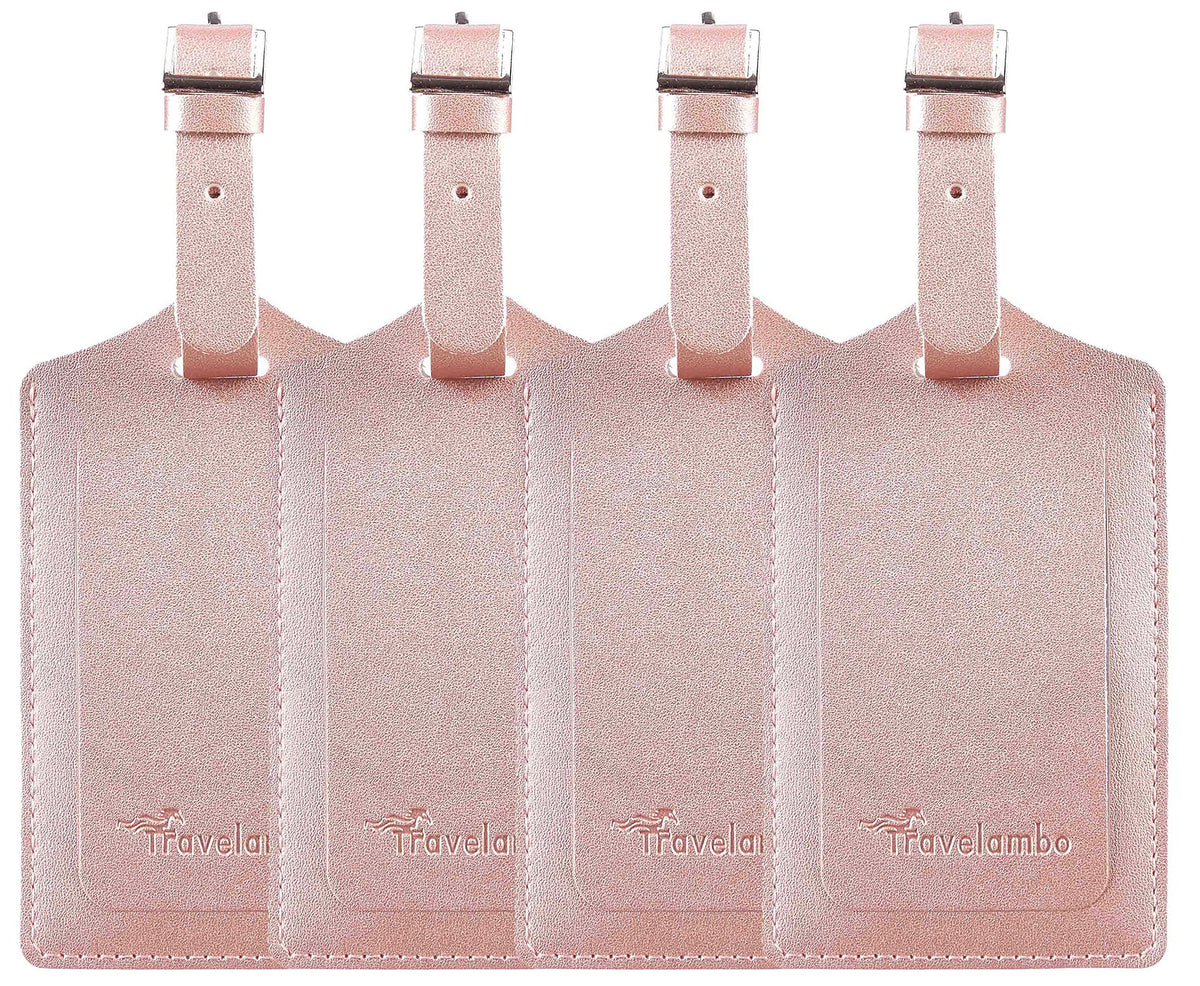 Travelambo Luggage Tags for Suitcases PU Leather Travel Tags Bag Tags Privacy Protection Travel Essentials